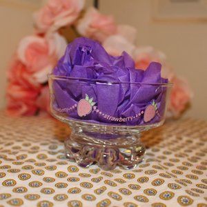 Strawberry theme glass bowl  seems to be for a candle deco